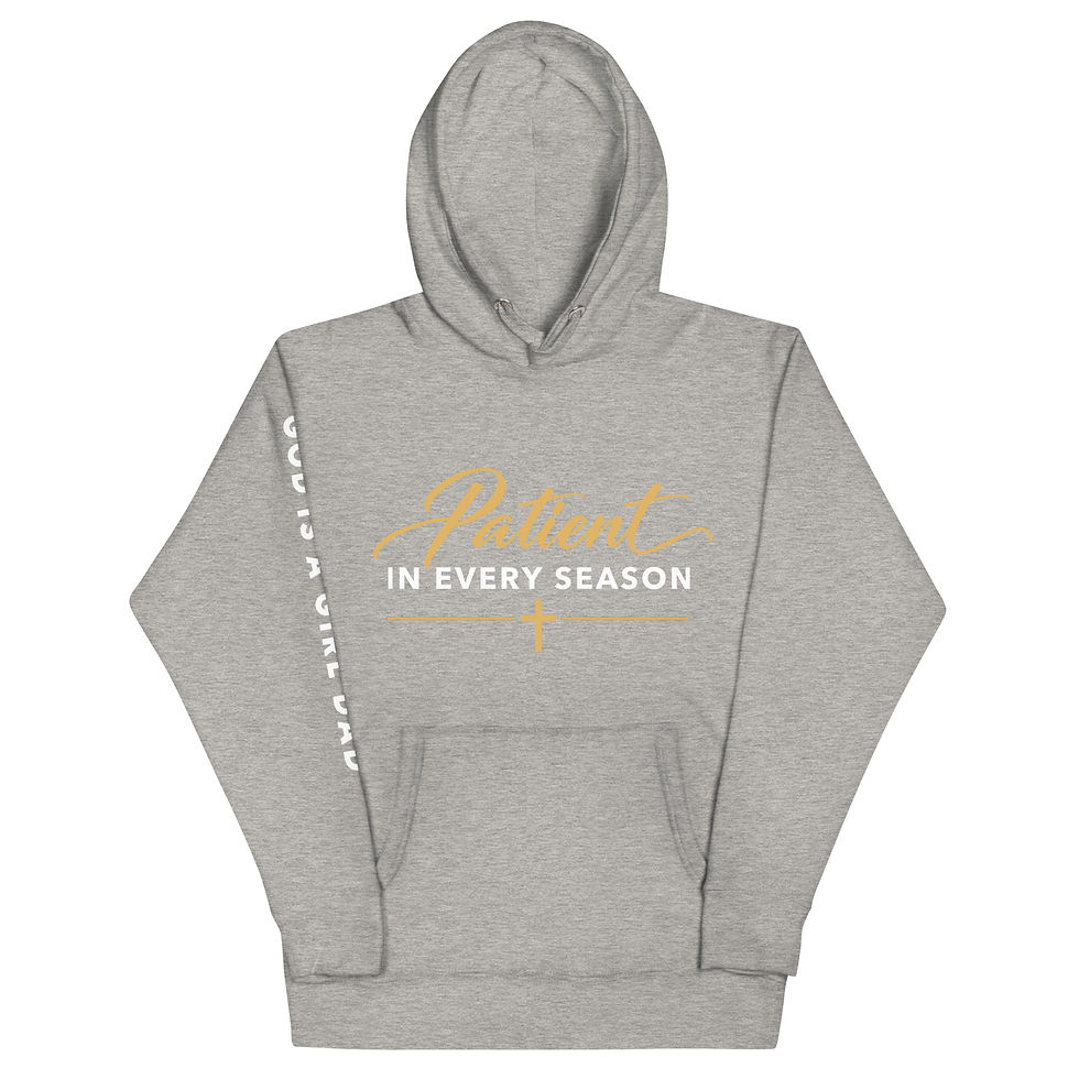 Thumbnail: “Patient in Every Season” Unisex Hoodie (dc) | 1 Corinthians 13 Collection