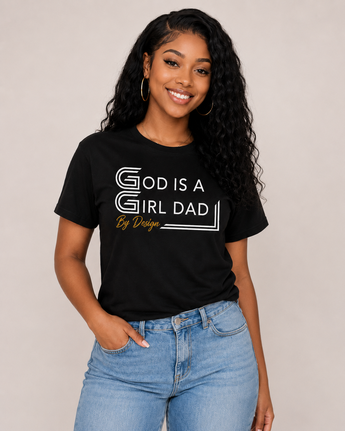 God is a Girl Dad Design - Lines Tee (Dark)