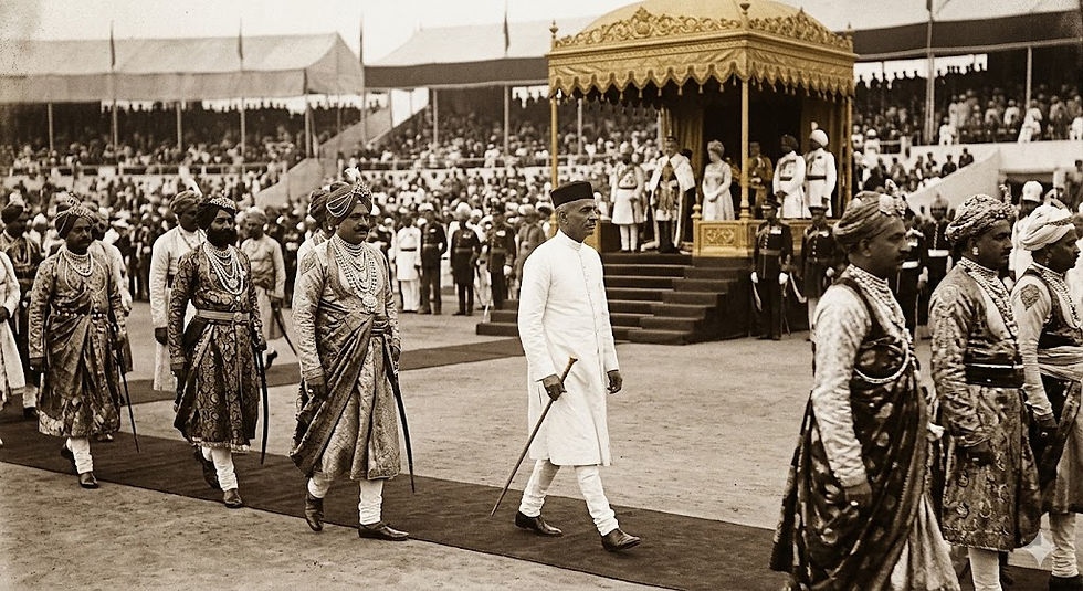 Maharaja Sayajirao Gaekwad III of Baroda dressed simply to visit King George V