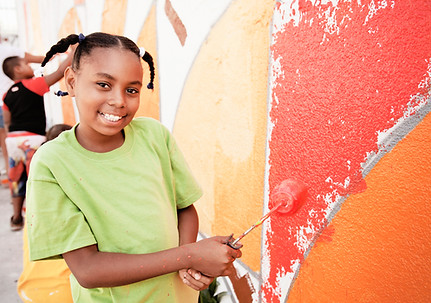 Children Painting Wall