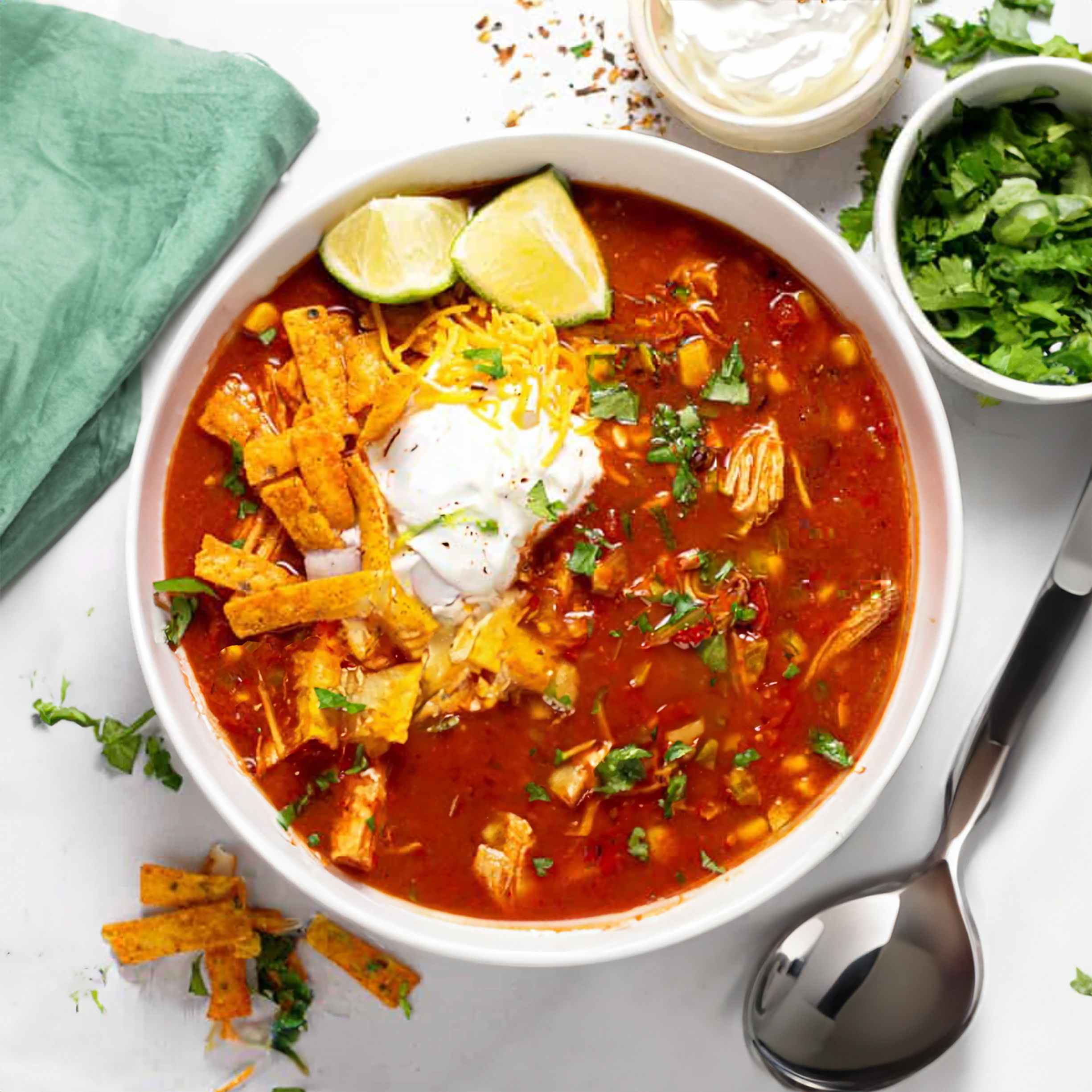 Chicken Tortilla Soup with Tortilla Strips