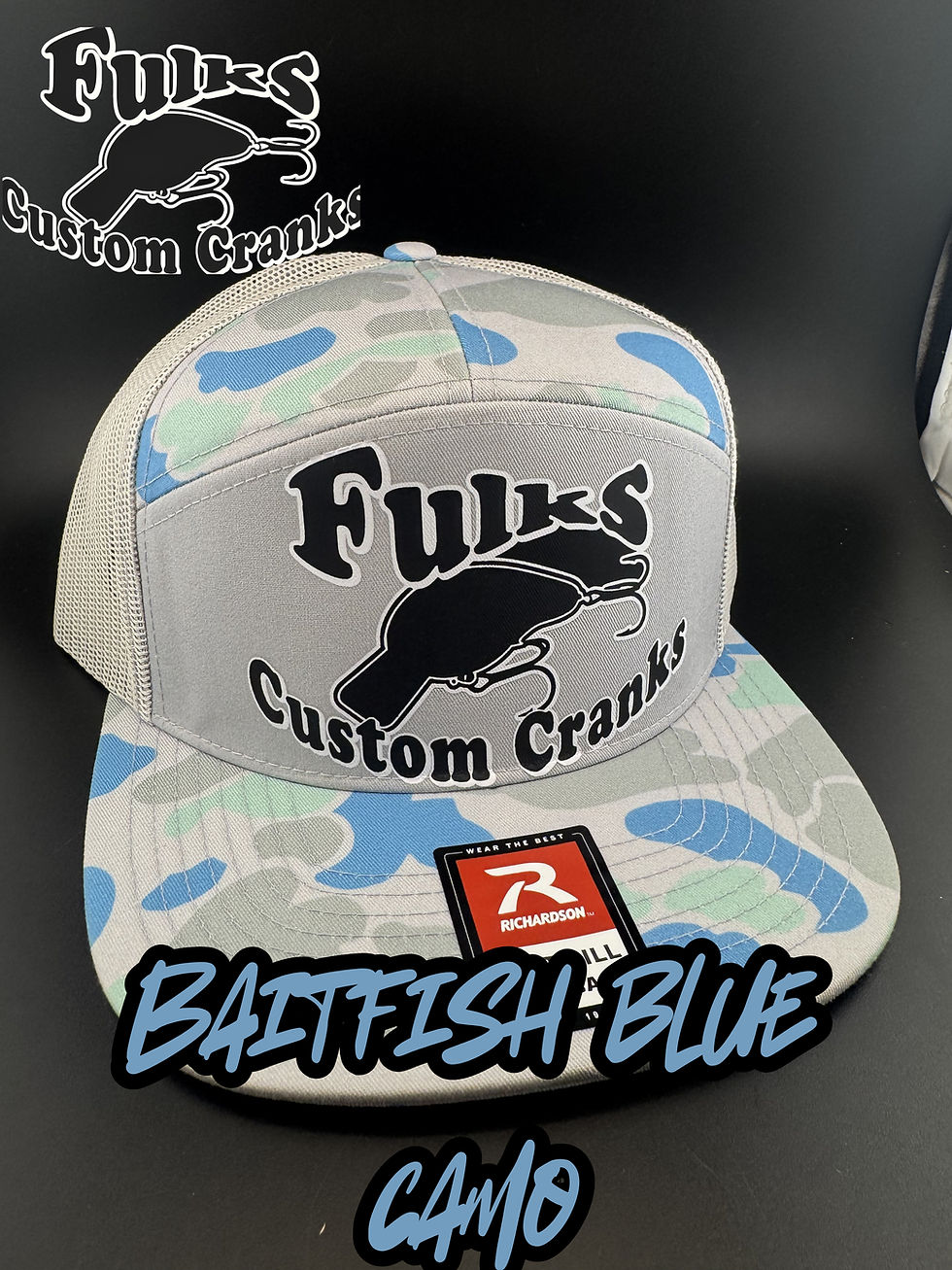 Thumbnail: Fulks Custom Cranks Richardson 168 7-Panel Camo Flat Bill Snapback