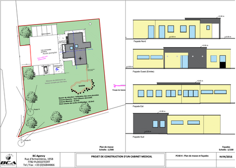 Plan façade Construction cabinet médical Rouvroy architecte BCA