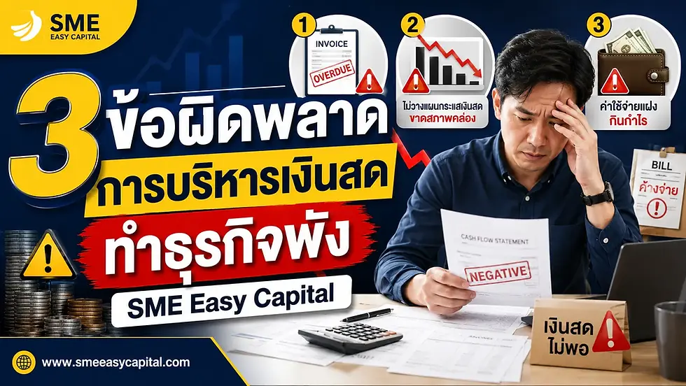 3 ข้อผิดพลาดการบริหารเงินสดที่ทำเอาธุรกิจร้อยล้านพังใน 3 เดือน! พร้อมวิธีแก้ปัญหา Cash Crunch ด้วย วงเงินกู้ธุรกิจ จาก SME Easy Capital #วงเงินกู้ธุรกิจ