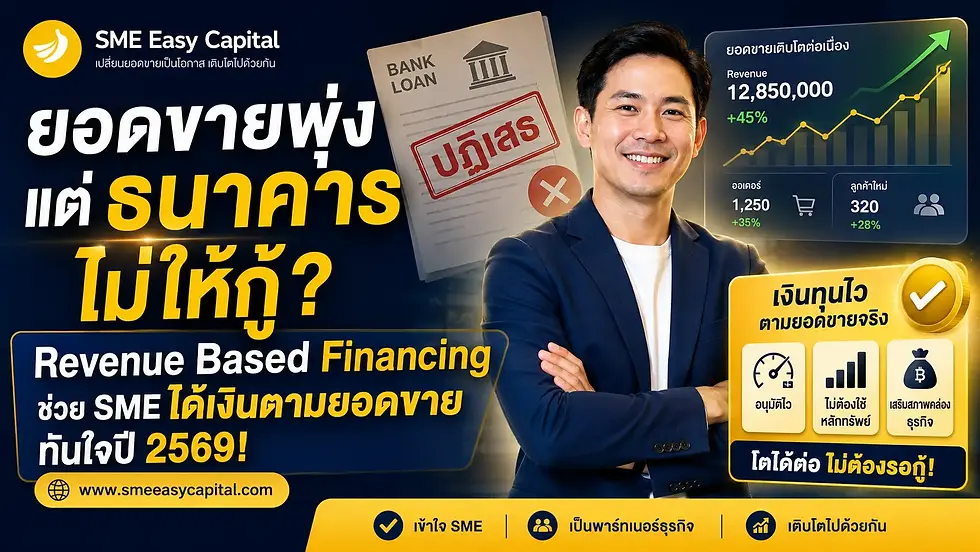 ยอดขายพุ่งแต่ธนาคารไม่ให้กู้? Revenue Based Financing ช่วย SME ได้เงินตามยอดขายทันใจปี 2569! SME Easy Capital #สินเชื่อตามรายได้