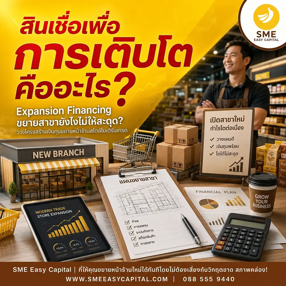 Expansion Financing ขยายสาขายังไงไม่ให้สะดุด? วางโครงสร้างเงินทุนขยายหน้าร้านสไตล์โมเดิร์นเทรด ด้วยสินเชื่อเพื่อการเติบโต จาก SME Easy Capital #สินเชื่อเพื่อการเติบโต