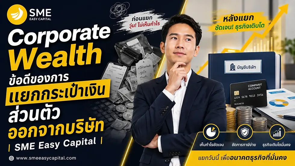 H1: ข้อดีของการแยกกระเป๋าเงินส่วนตัว ออกจากบัญชีบริษัทอย่างเด็ดขาด เสริมฐาน Corporate Wealth ให้แกร่งเพื่อเตรียมพร้อมรับ วงเงินกู้เพื่อธุรกิจ จาก SME Easy Capital #วงเงินกู้เพื่อธุรกิจ