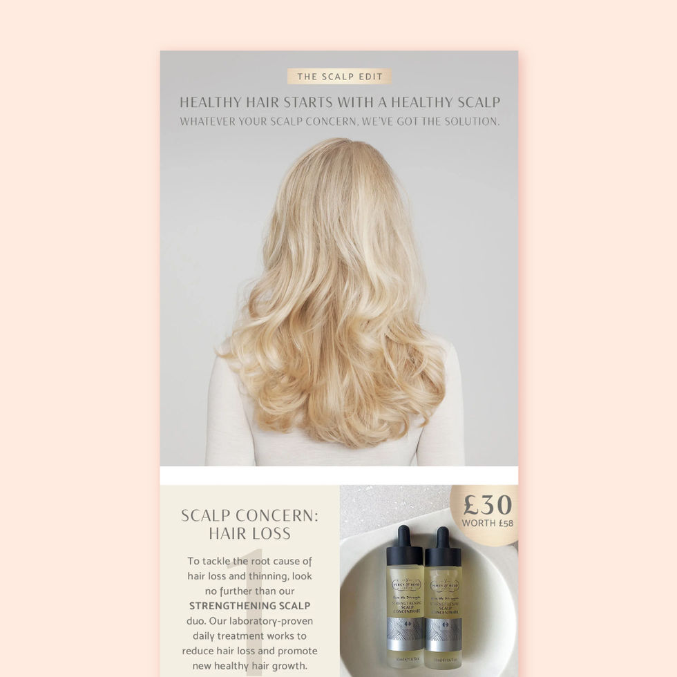 A Percy & Reed email promoting healthy scalp and hair to support Menopause week