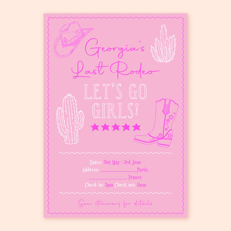 A rodeo themed hen party invitation