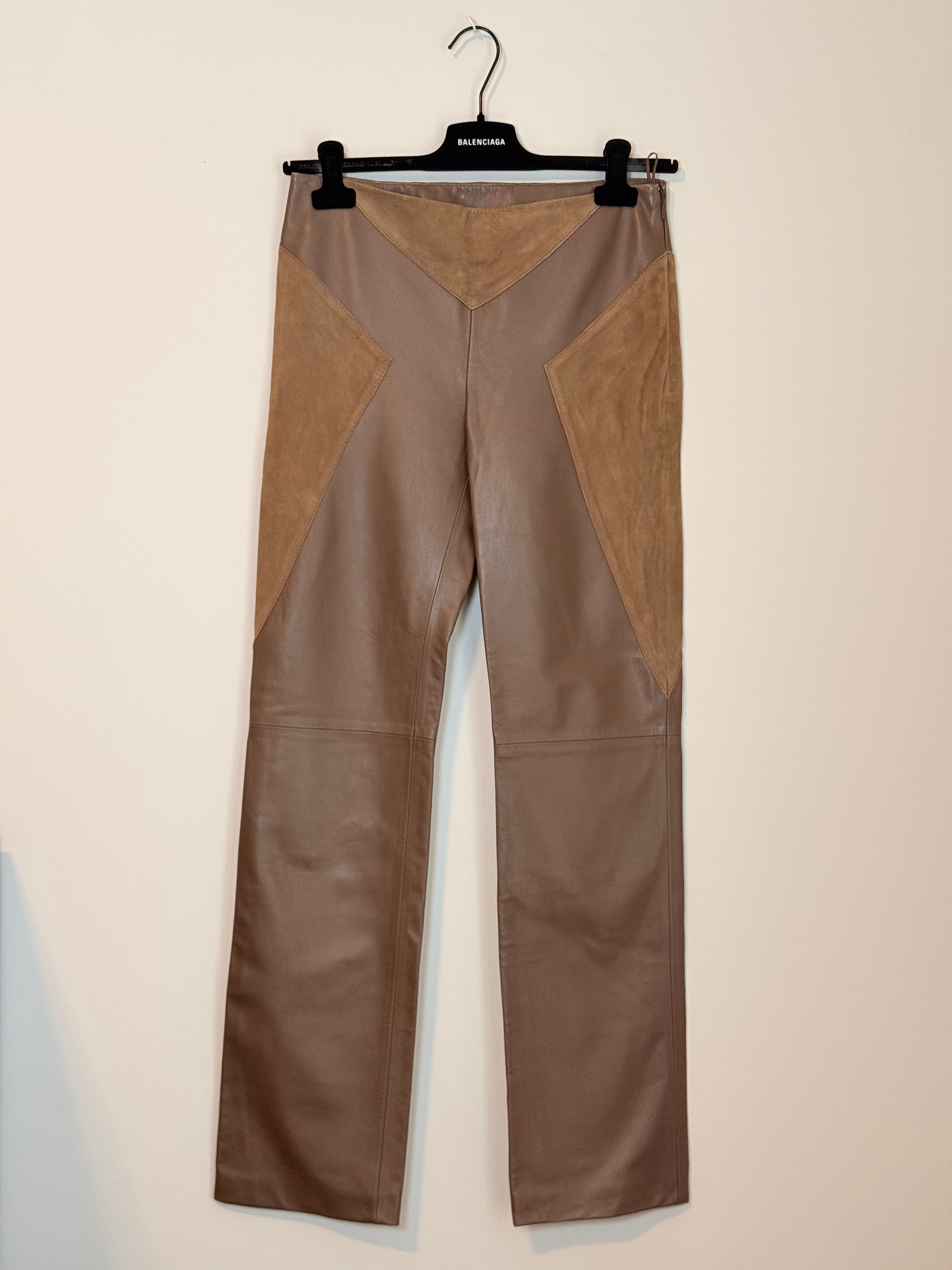 Valentino Vintage Leather and Suede Patchwork Pants