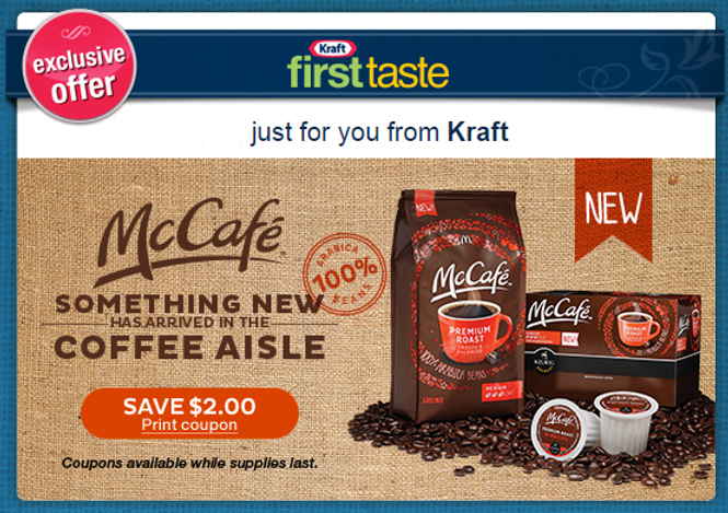$2.00 McCafe Coupon for Kraft First Taste Members