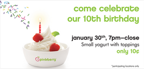 FREE 5oz Pinkberry Frozen Yogurt
