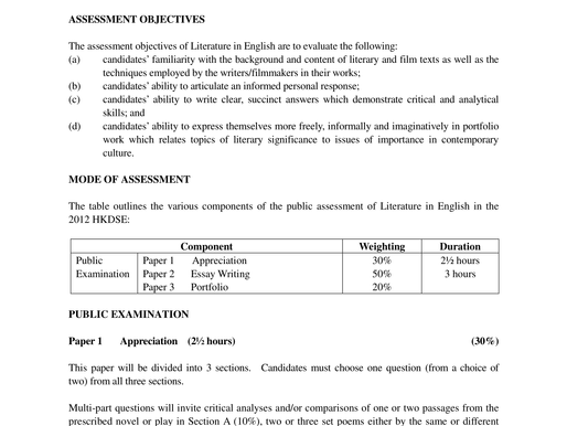 2012 ASSESSMENT FRAMEWORK