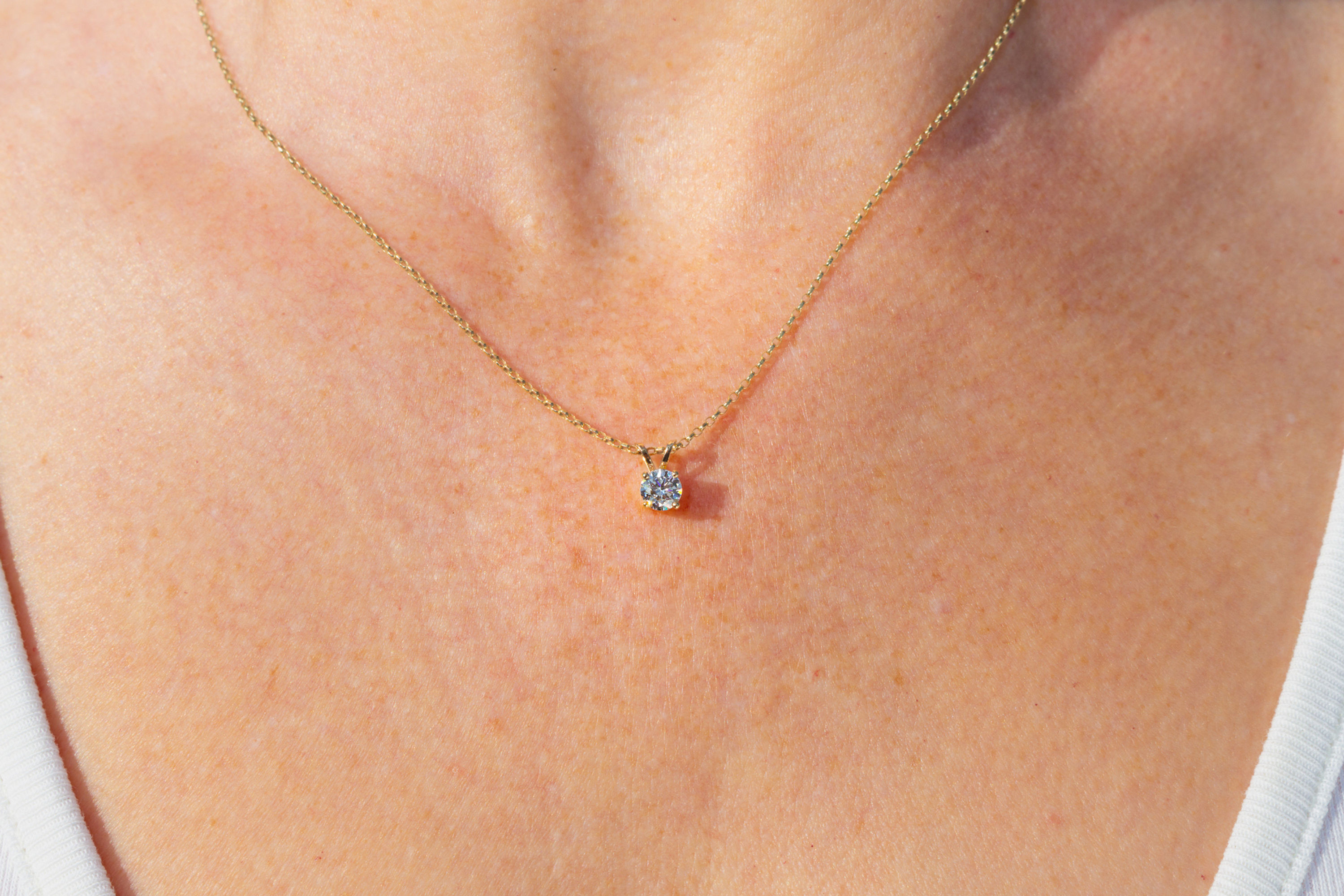 18ct Yellow Gold Lab Grown Diamond Solitaire Necklace, IGI Certified