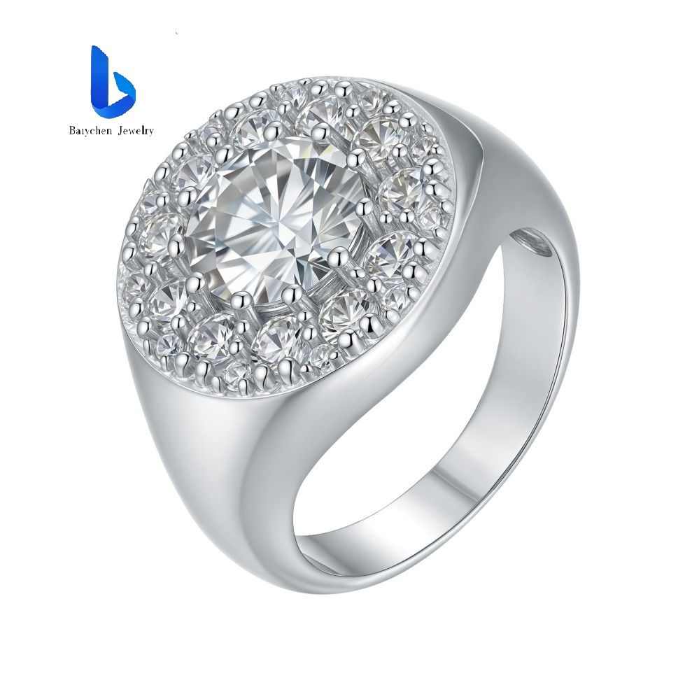 Customizable 925 Sterling Silver Solitaire Pave VVS Moissanite Hip Hop Ring - Me