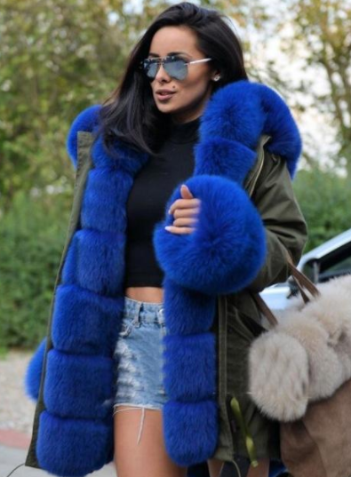 Thumbnail: ARMY GREEN BLUE FUR COAT