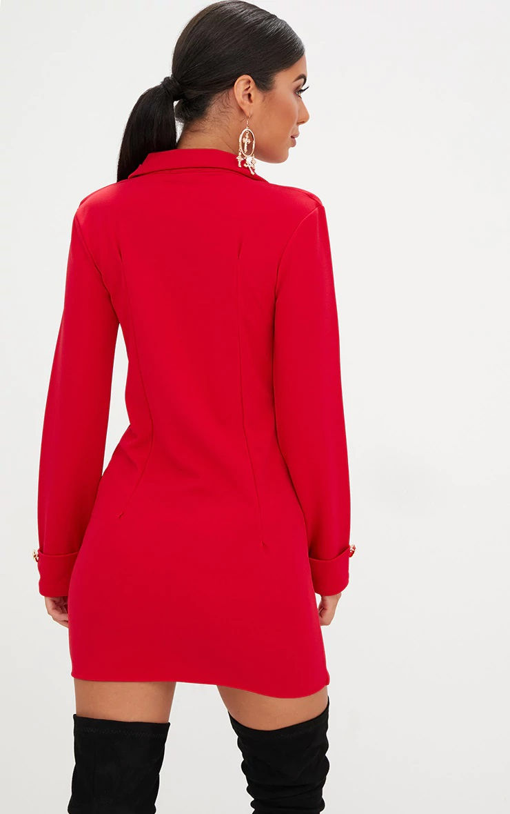 Thumbnail: GOLD BUTTON DETAIL BLAZER DRESS