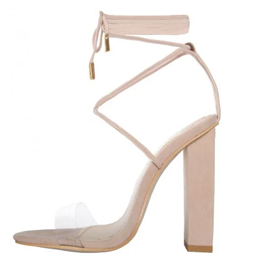 nude suede block heels