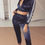 Thumbnail: Fashion Stripe Print Cropped Drawstring Pantsuit