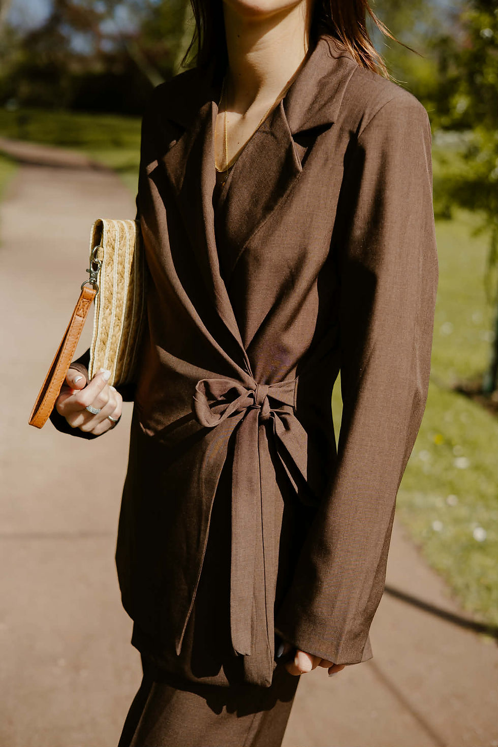 Miniature : ENSEMBLE UNI AVEC BLAZER ET RUBAN-MARRON