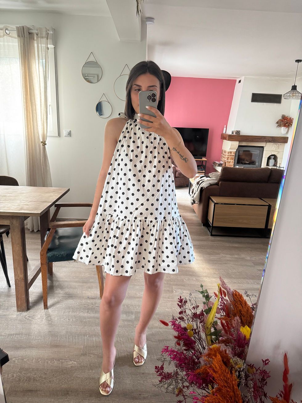 Miniature : ROBE SM ÉVASÉ PRINT POIS