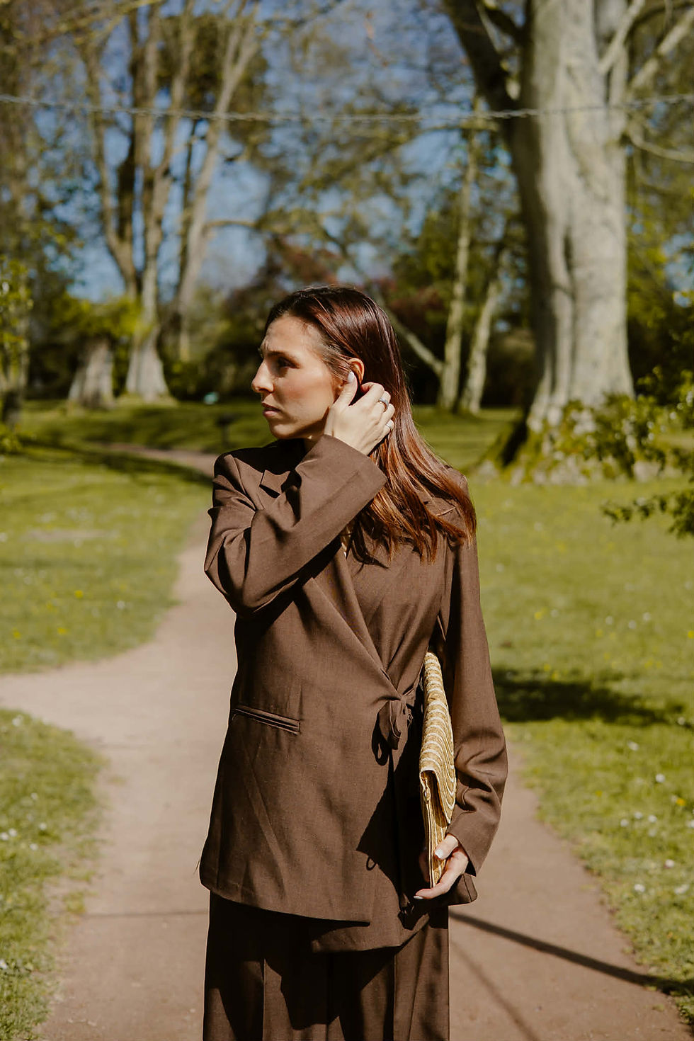 Miniature : ENSEMBLE UNI AVEC BLAZER ET RUBAN-MARRON