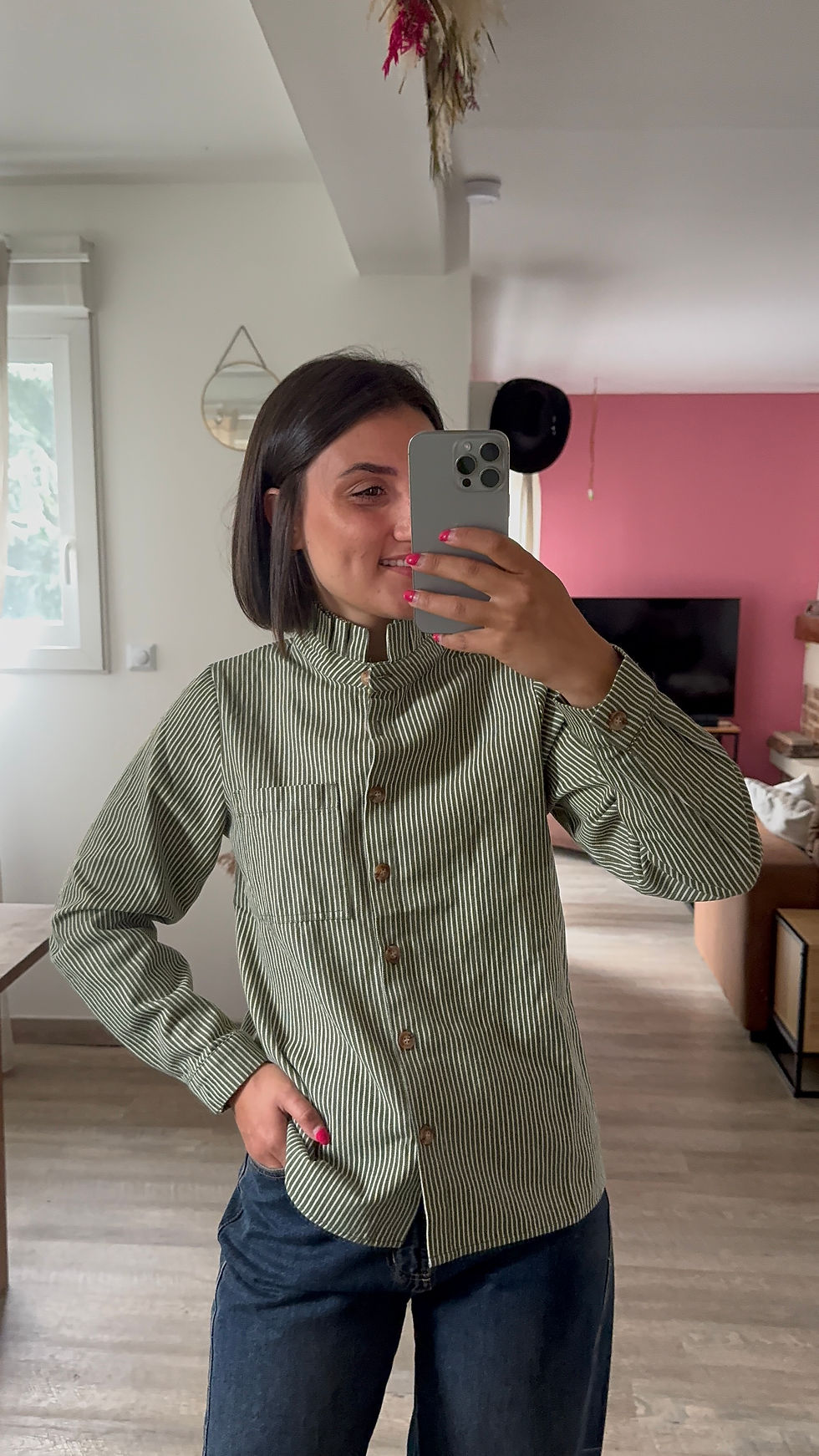 Miniature : CHEMISE DENIM RAYÉ COL CHEMINÉE