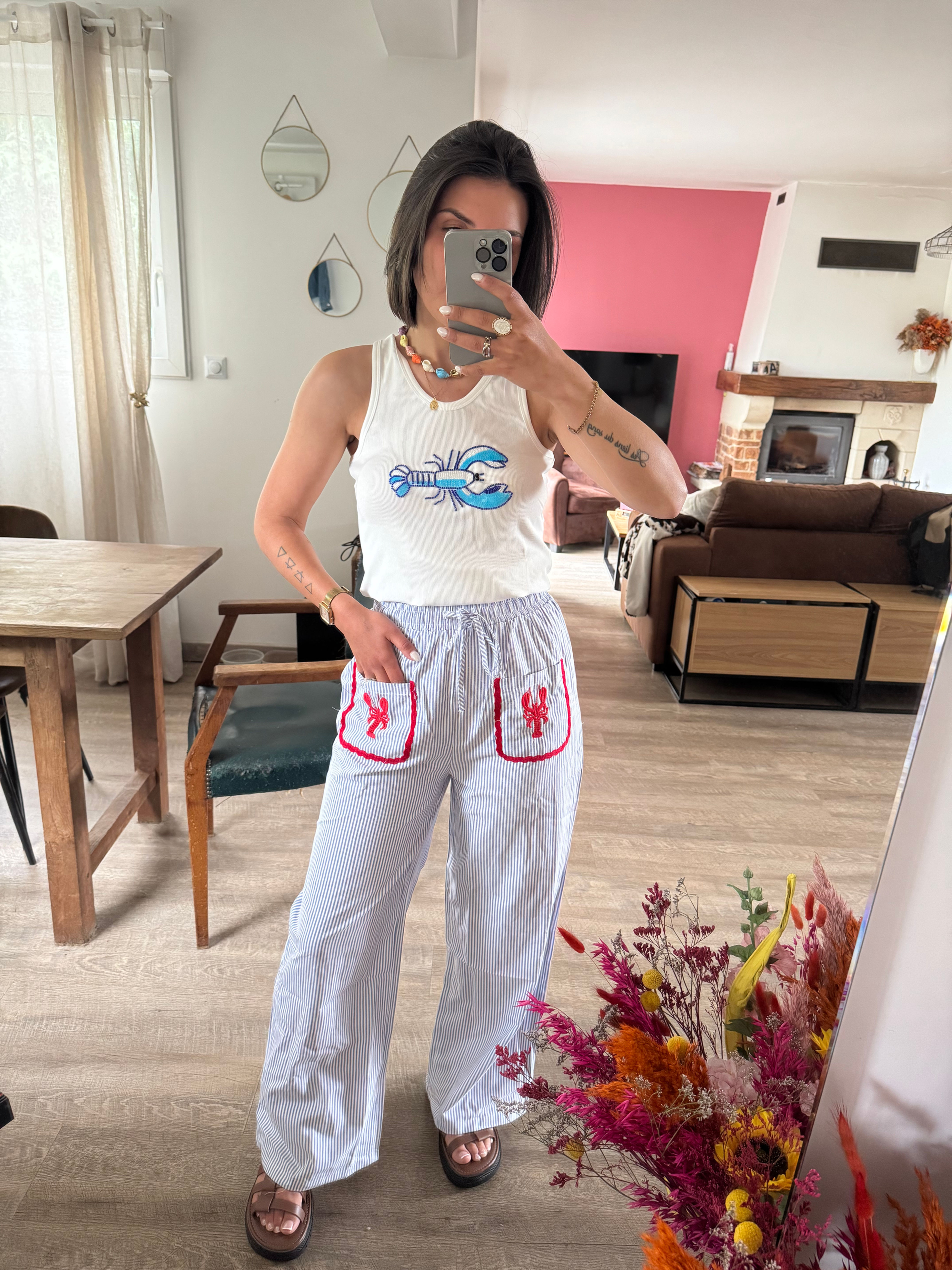 PANTALON RAYÉ POCHE HOMARD