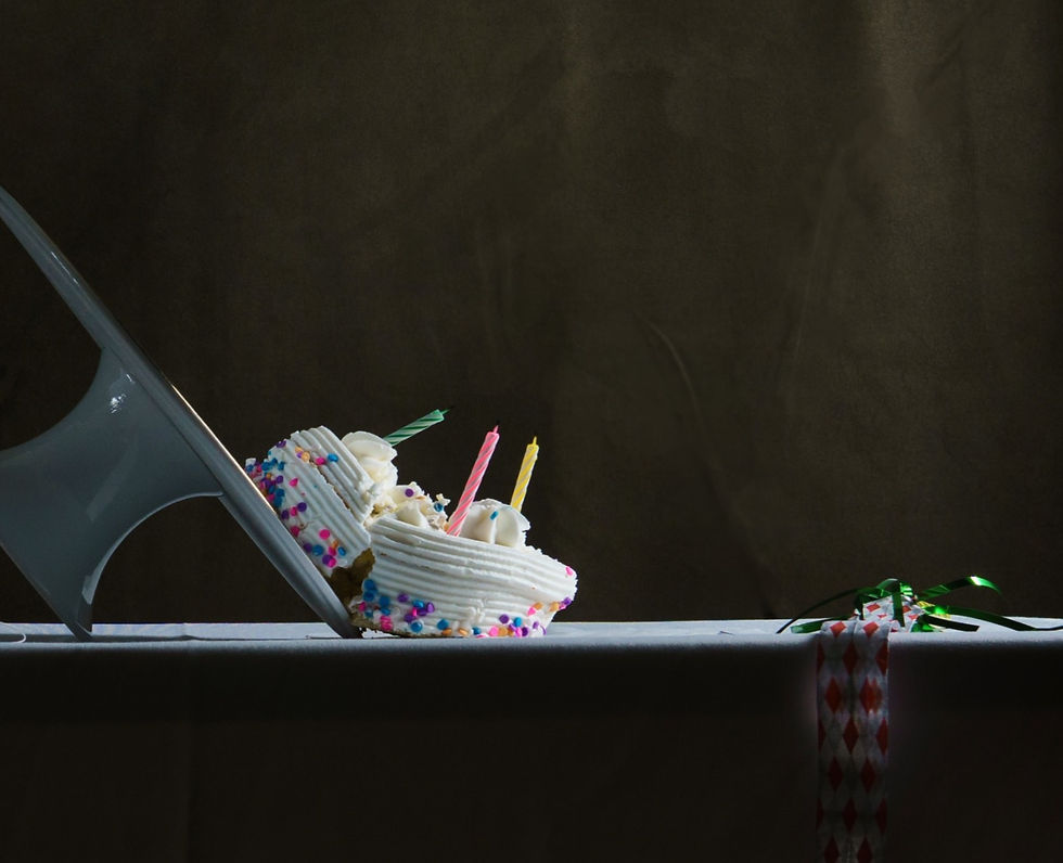 a cake falling off a table