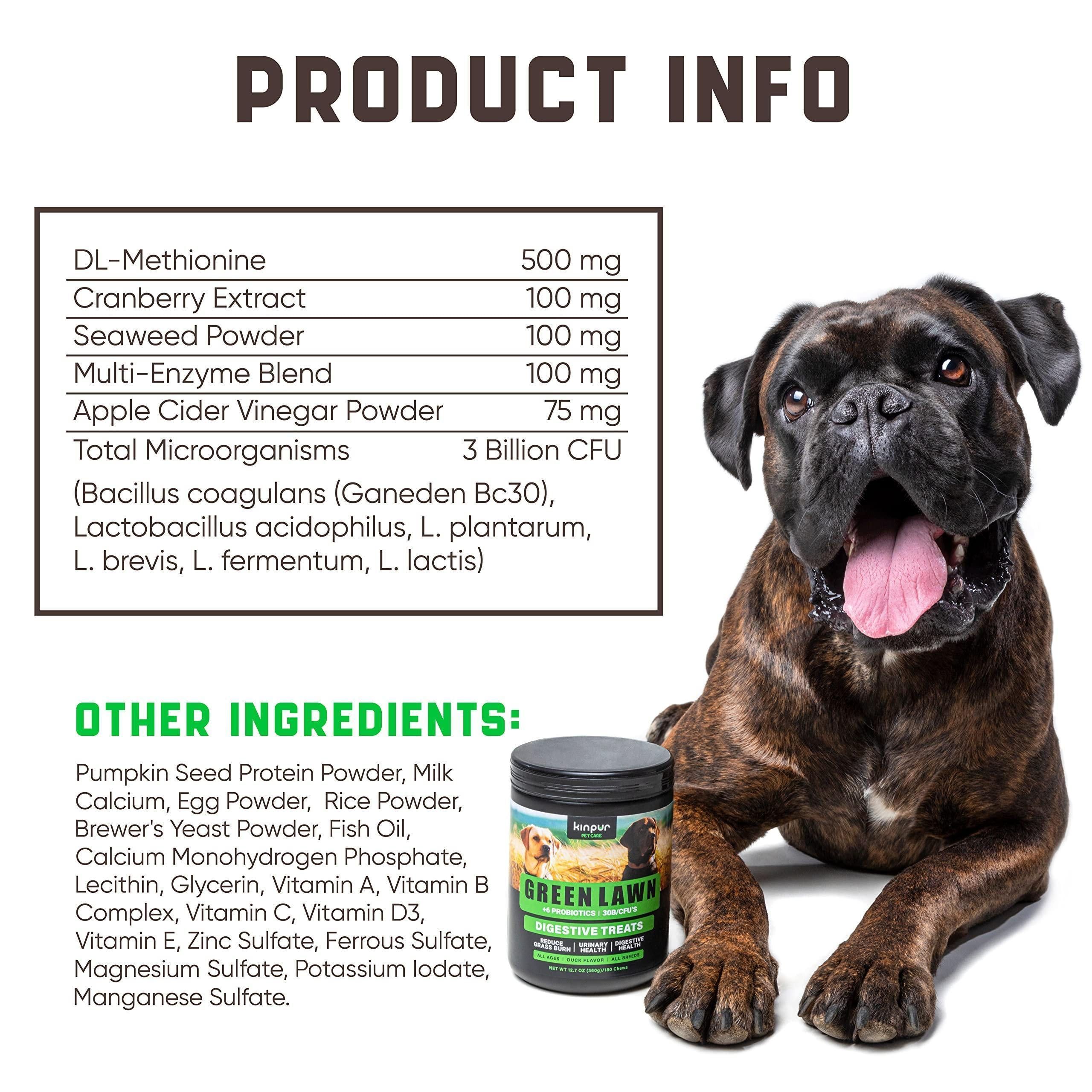 Green Lawn Chews for Dogs Cranberry ACV Digestive Enzymes Natural Dog Urine