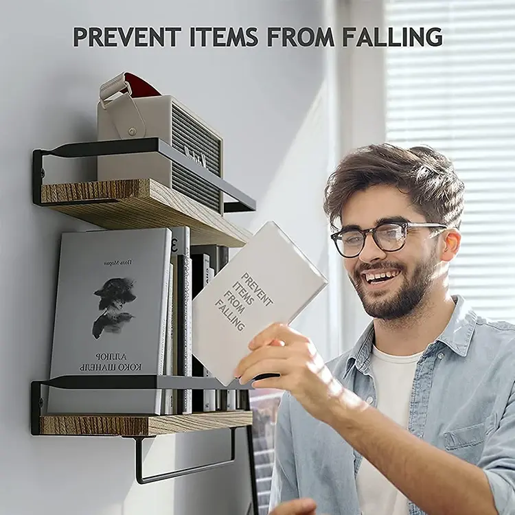 Thumbnail: Floating Wall Shelf Set with Towel Bar