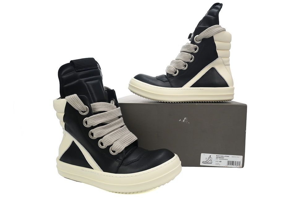 Miniatura: Rick Owens GeoBasket Oversized Eylet Black White