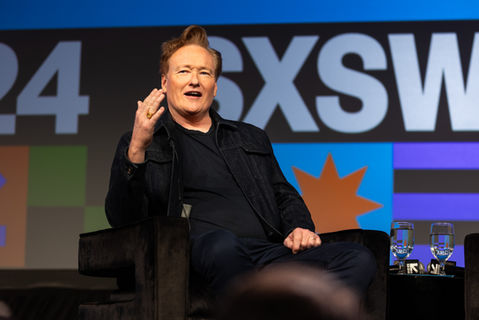 Conan O'Brien during a keynote at SXSW 2024