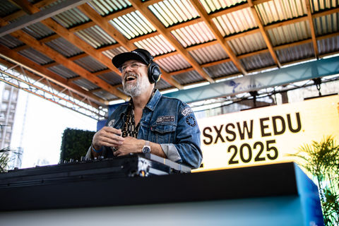 A DJ plays music during a SXSW 2025 party