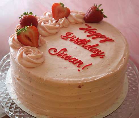 Happy Birthday Strawberry Buttercream Birthday Cake