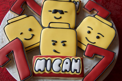 Lego Face and #7 Royal Icing Sugar Cookies