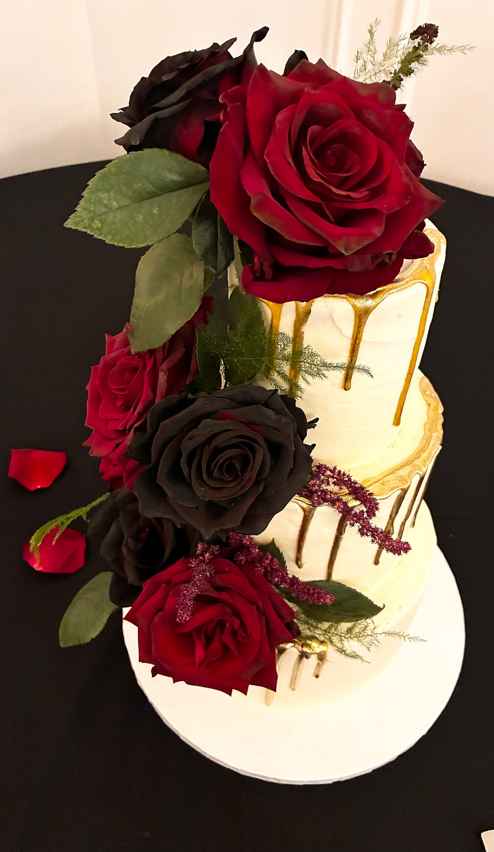 Three Tiered Wedding Cake with Roses