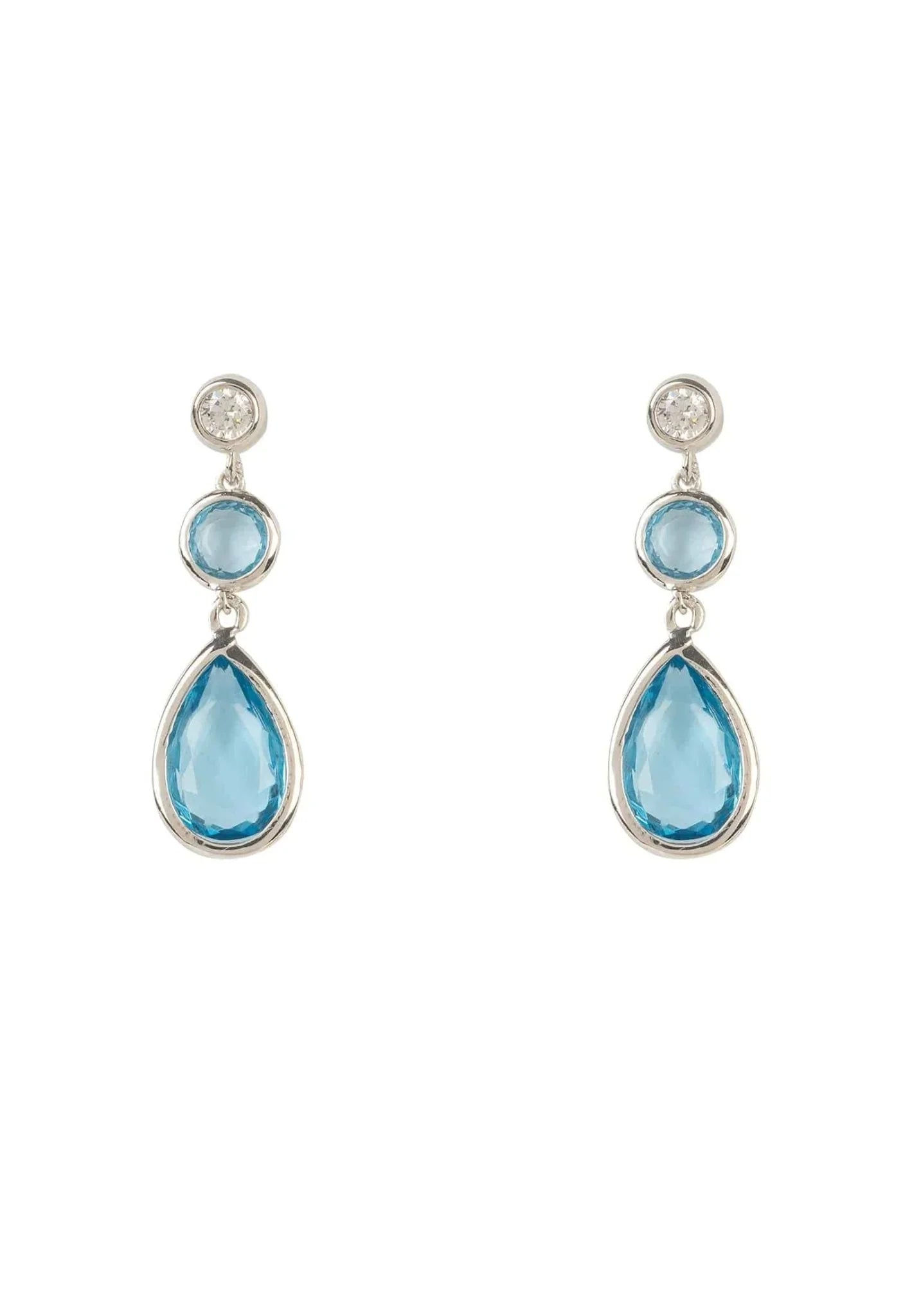 Tuscany Gemstone Drop Earring Silver Blue Topaz Hydro