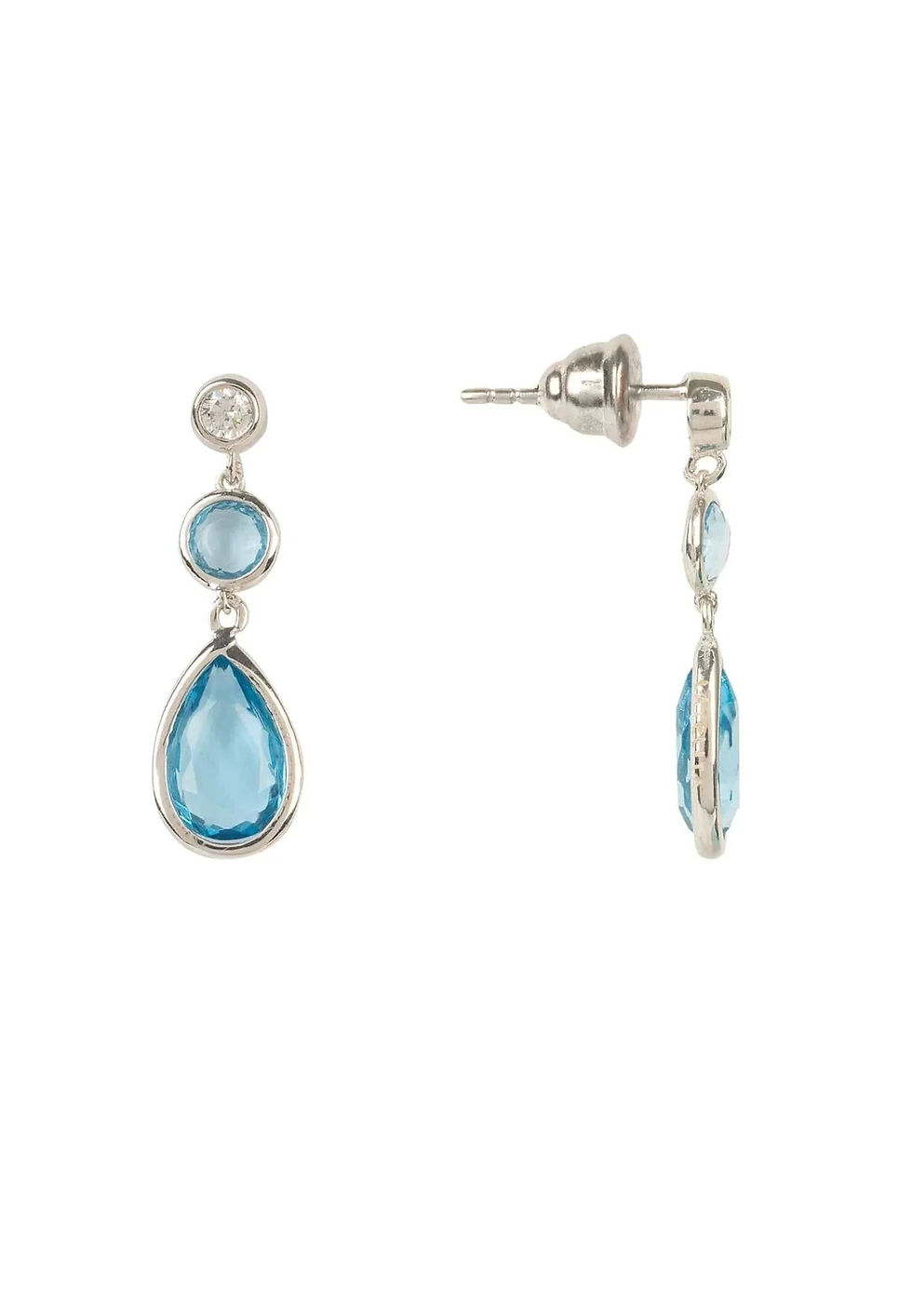 Thumbnail: Tuscany Gemstone Drop Earring Silver Blue Topaz Hydro