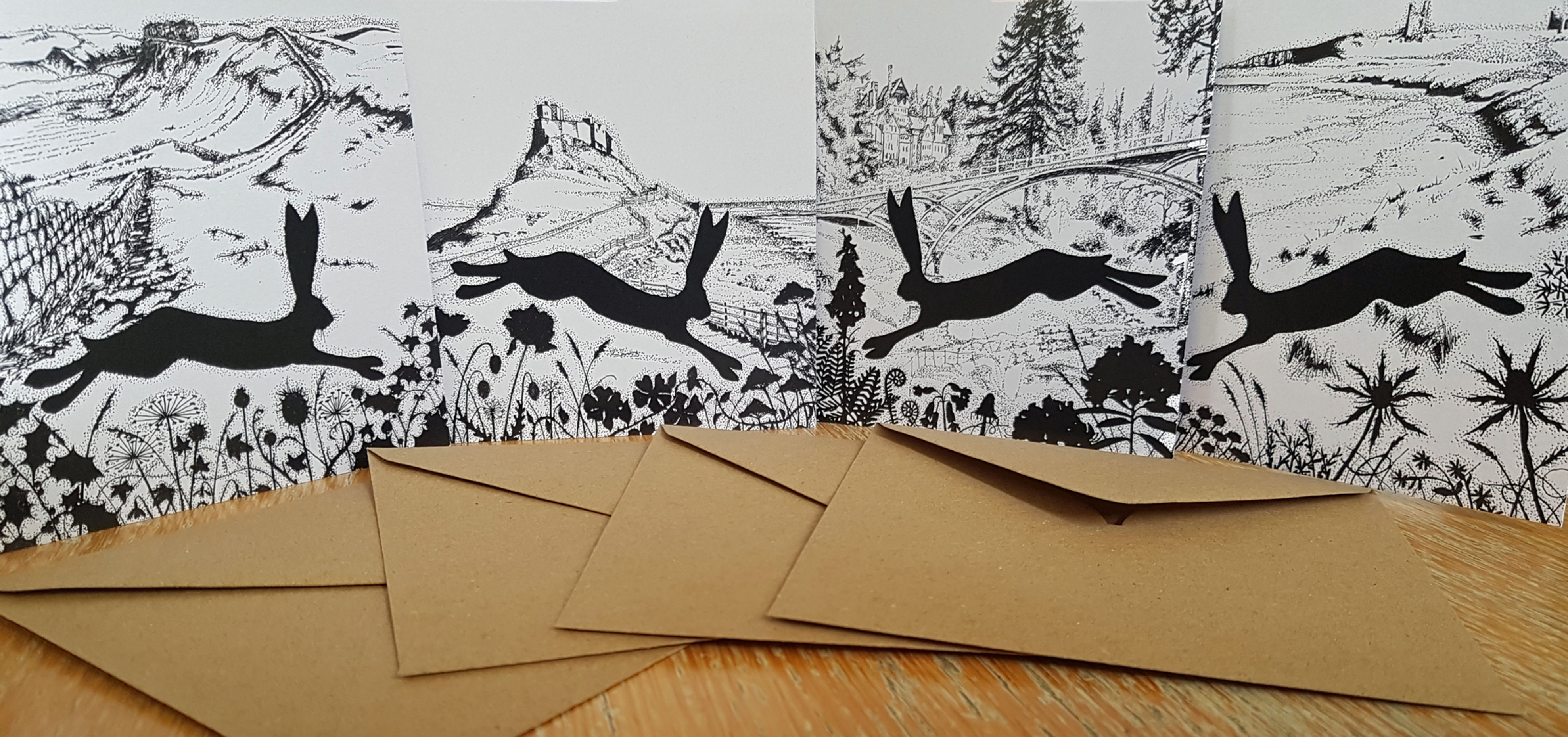 Northumberland Bounding Hare Cards
