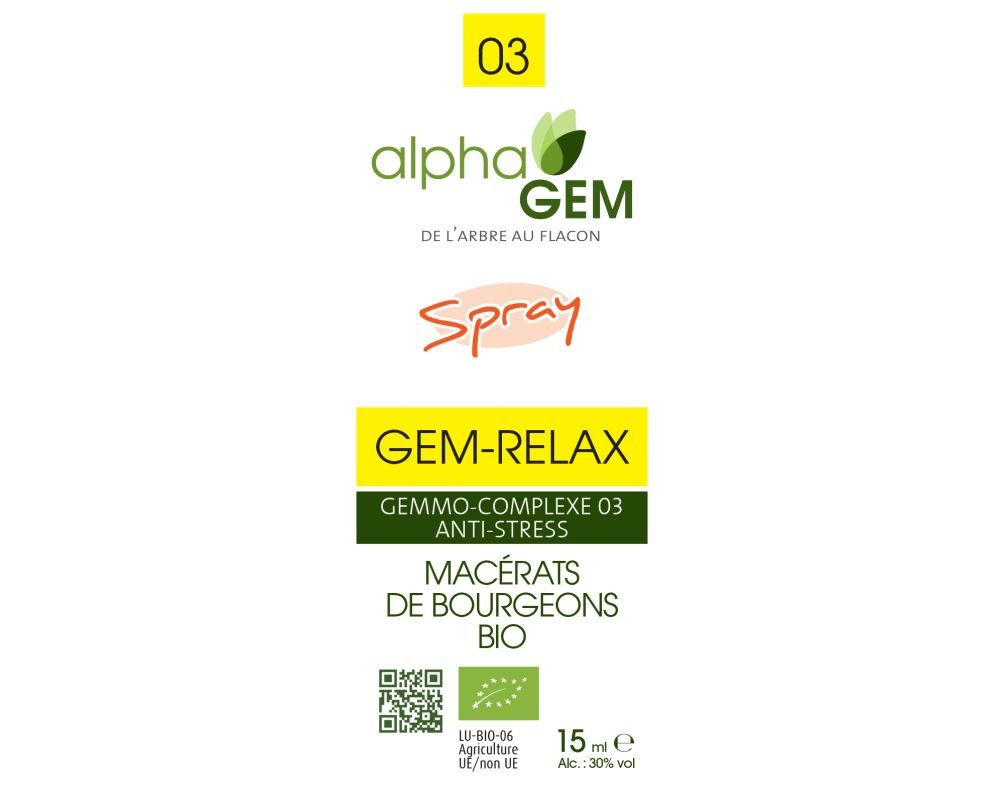 Gem-Relax Bio (Spray) - Complexe de gemmothérapie N°03 - 15ml (Alphagem)