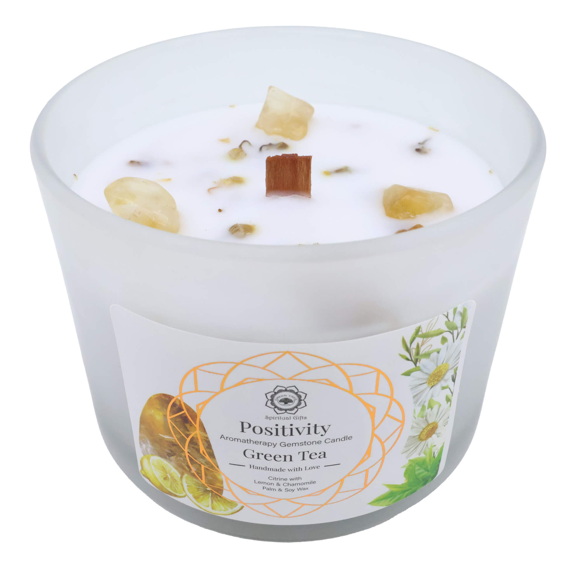 Bougie "Positivity" - Citrine + Thé Vert (256 g)