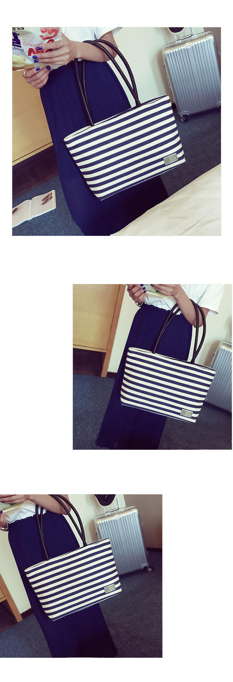 Thumbnail: Strip Totes Canvas Bag