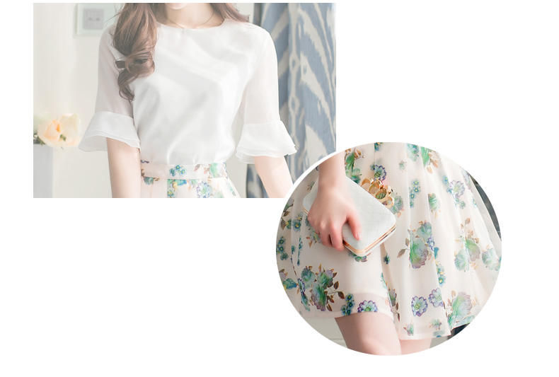 Thumbnail: Korean Slim Sleeve Chiffon Dress