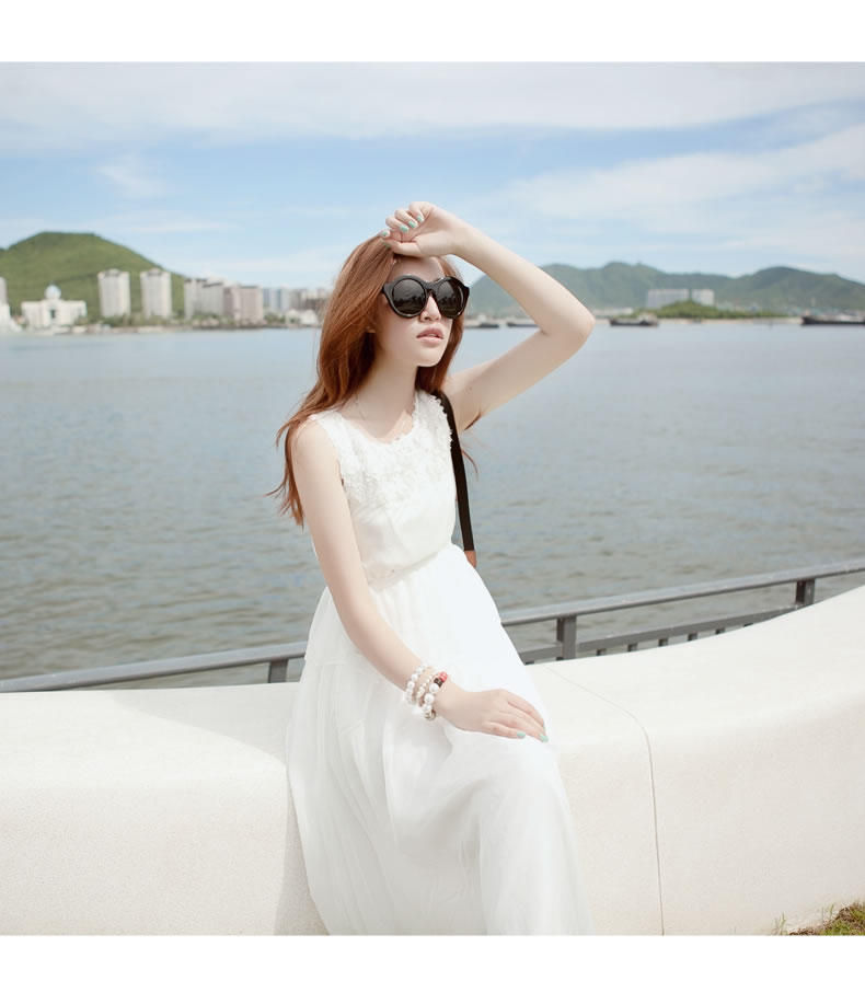 Thumbnail: Chiffon Slim Thin Printing Long Sleeveless dress Beach dress