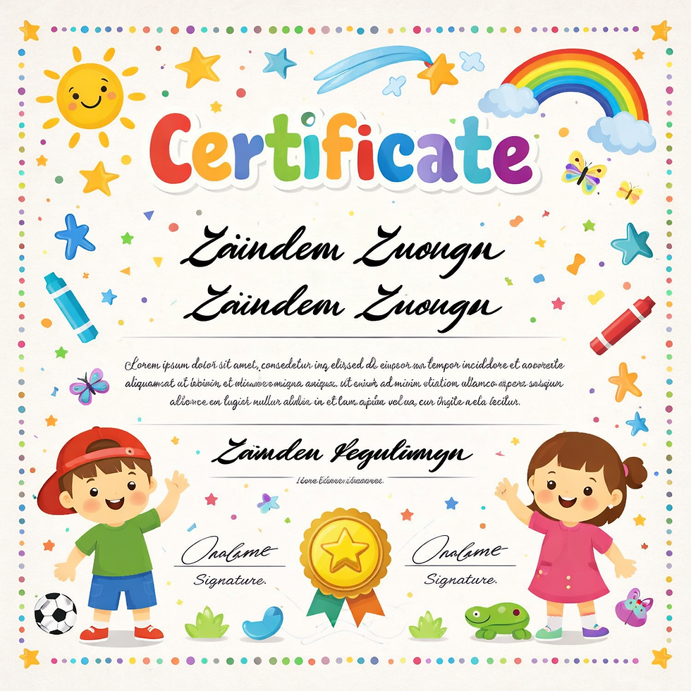 Certificat colorat pentru copii