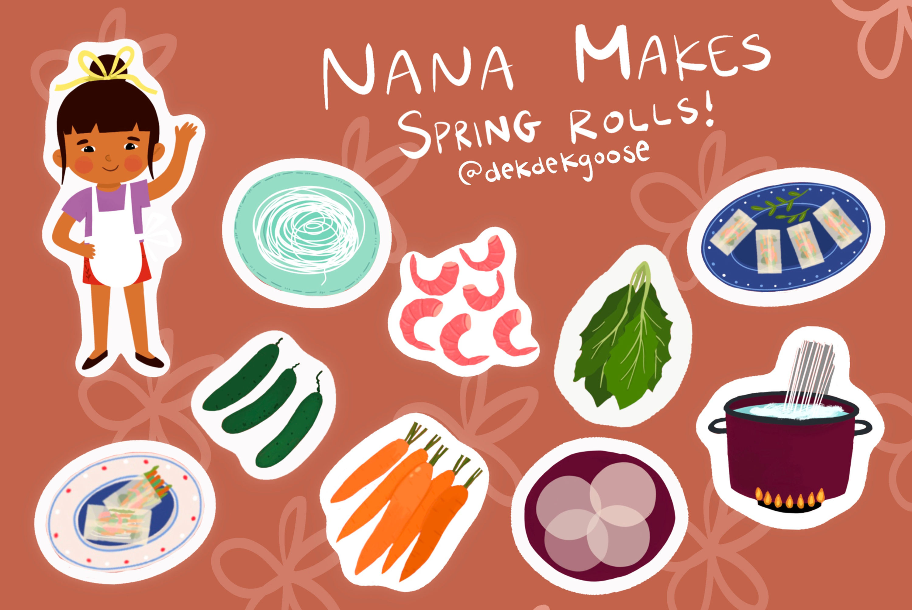 Nana Makes Spring Rolls Sticker Sheet