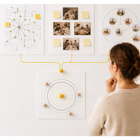 Woman looking at charts on a wall seeking to reframe her weight up and down cycles. Reframing weight regain.
