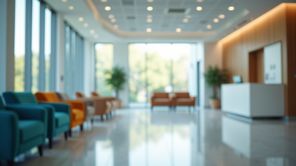 Eye-level view of a modern medical office reception area