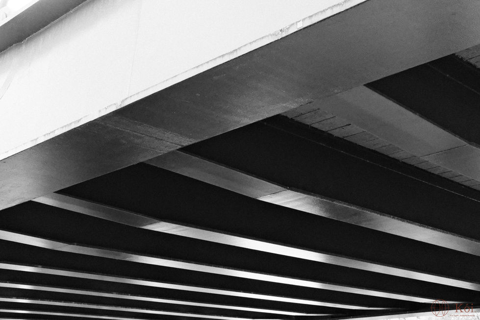 Black and white photograph of the underside of a steel bridge.
Image by David Turner - Protected by Copyright Law - All Rights Reserved